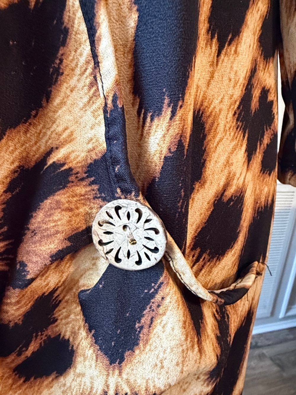 Leopard Print Maxi Swing Dress in Brown & Black - Picture 2 of 3